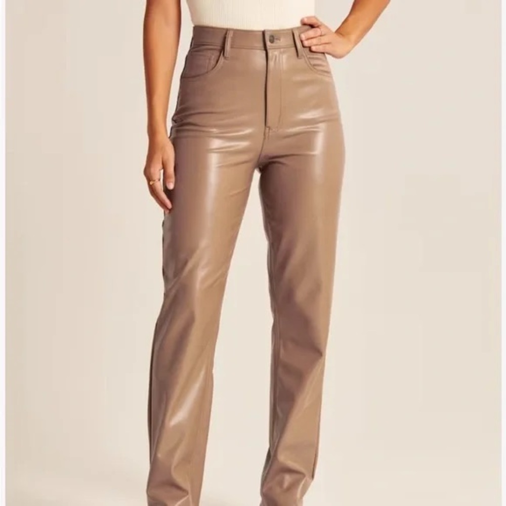 Abercrombie Tan faux Leather Pants